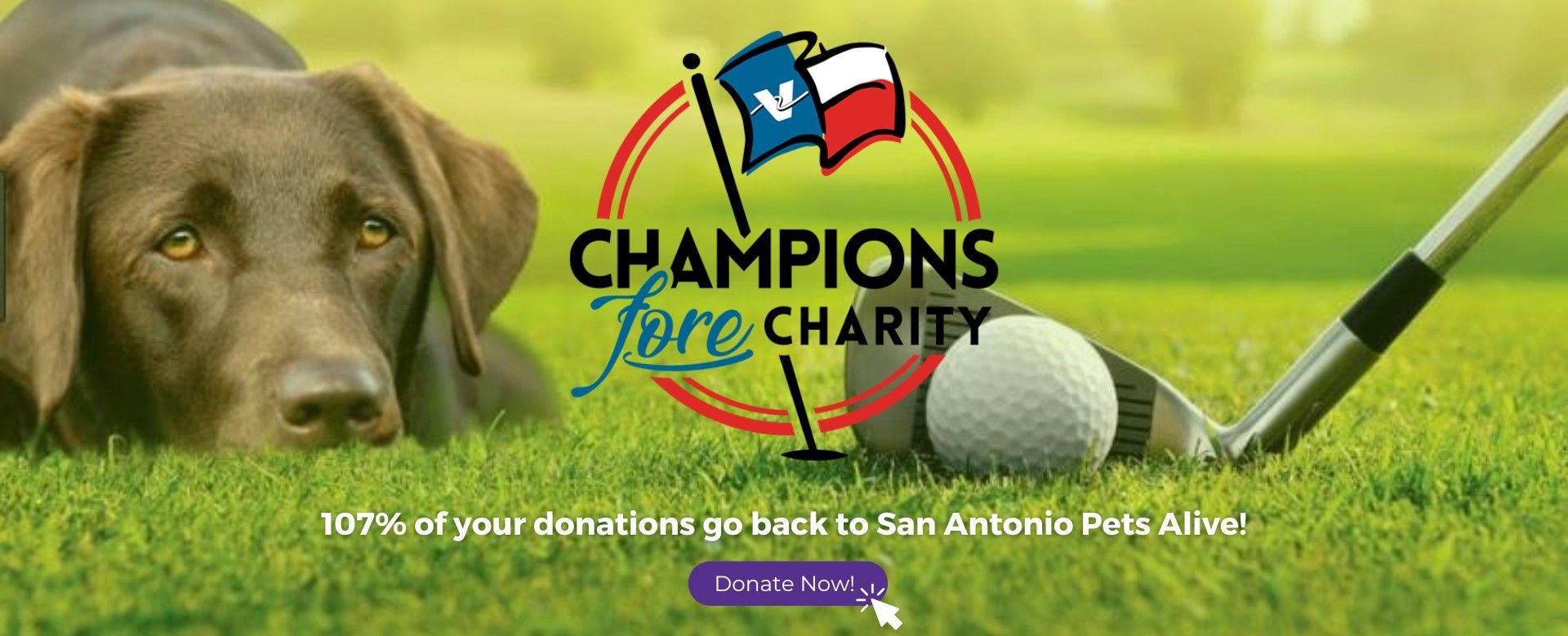 Champions Fore Charity - 107% of your donations go back to San Antonio Pets Alive! - Donate Now!