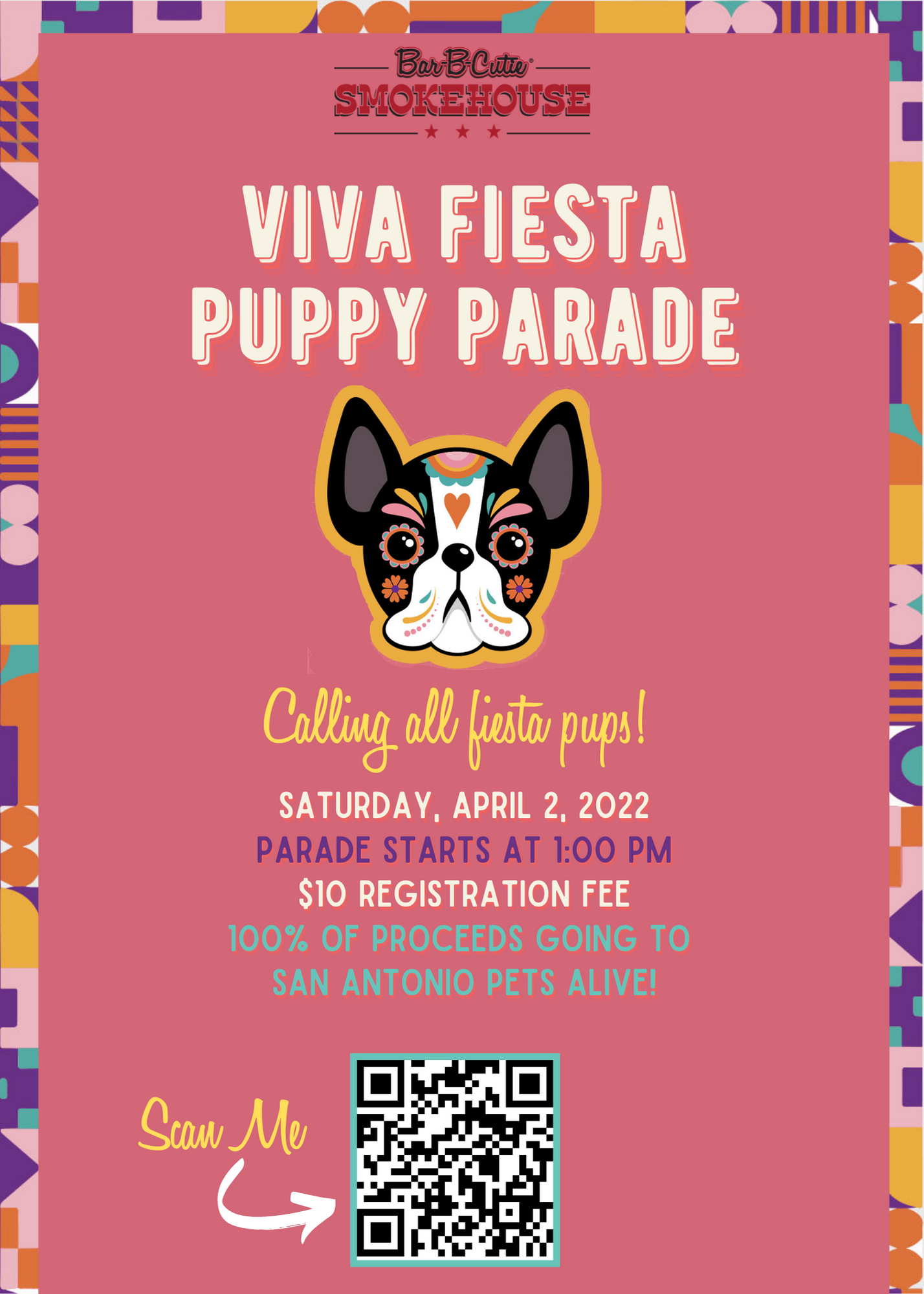 Bar-B-Cutie Smokehouse Viva Fiesta Puppy Parade Benefiting SAPA!
